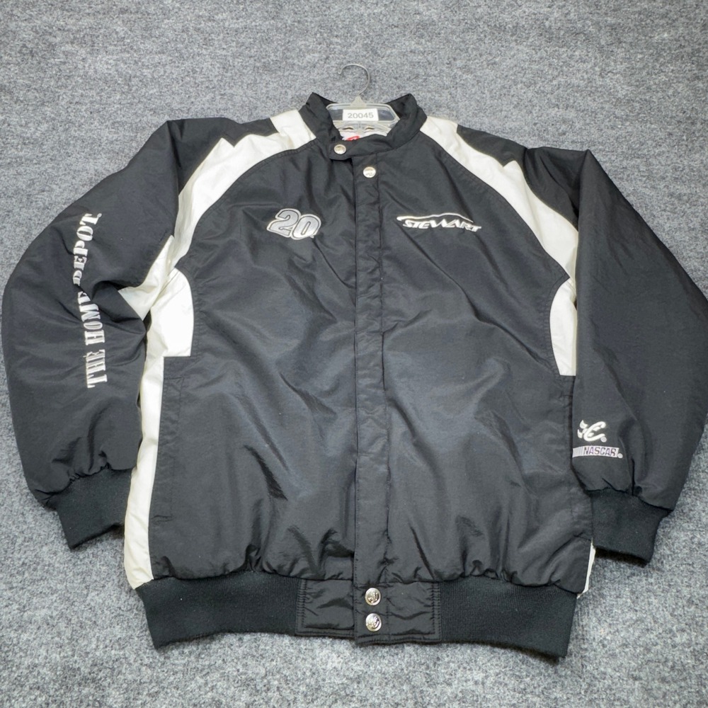 Vintage Nascar Jacket Mens Medium Black Tony Stewart 20 Racing Pit Bomber Chase